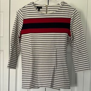 Talbots Women's Striped Top - Red and Navy Accents